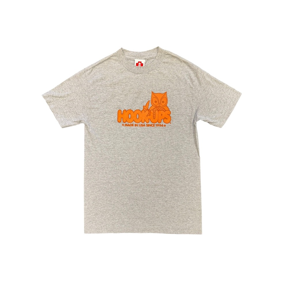 Hook-Ups T-Shirt Mens Small Gray Excellent Owl Graphic Skateboarding Made in USA